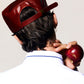 100% LEATHER HAT IN CHERRY RED
