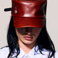 100% LEATHER HAT IN CHERRY RED