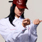100% LEATHER HAT IN CHERRY RED