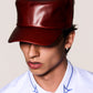 100% LEATHER HAT IN CHERRY RED