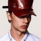 100% LEATHER HAT IN CHERRY RED
